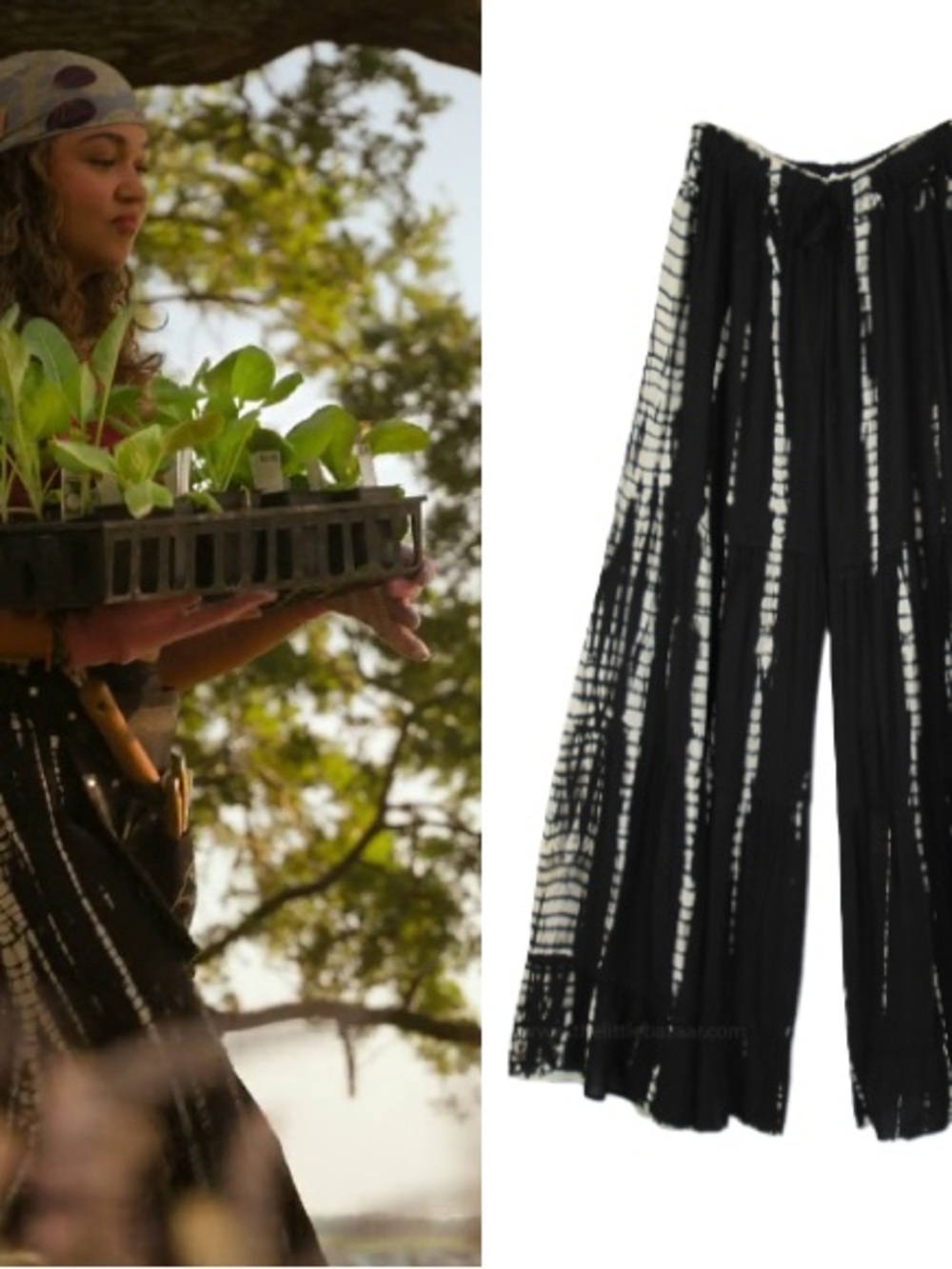 Kiara OBX S5 Black Tie-Dye Wide-Leg Palazzo Pants